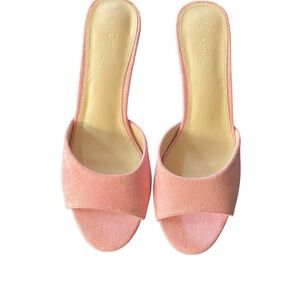 Pink Suede Open-Toe Slide Mules for Women